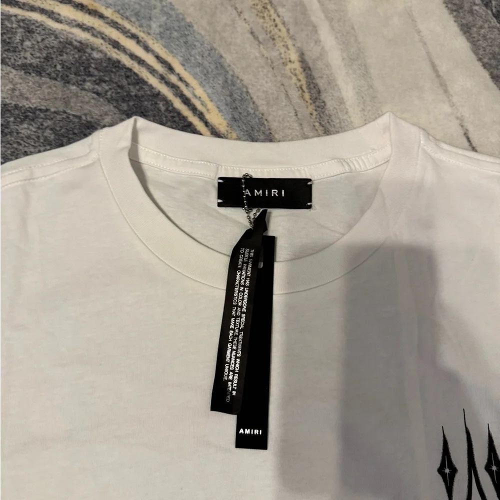 Amiri Argyle Logo White Tee Mens Size Medium or Large